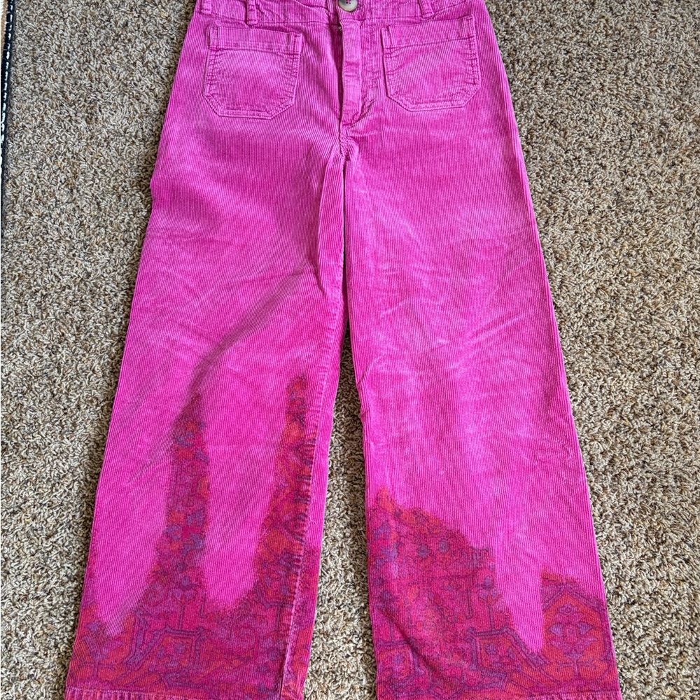 Anthropologie Pilcro Pink Corduroy Crop Wide Leg Pants